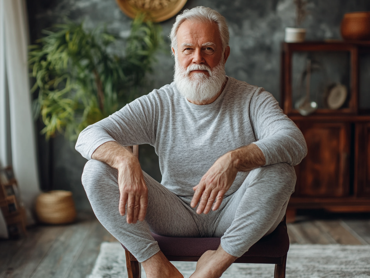 Семейство от три поколения практикува йога заедно в светла студио